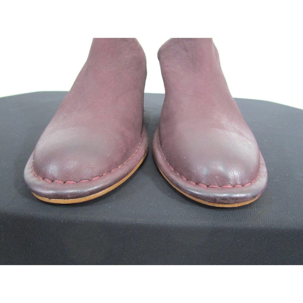 EUC! Clarks Spiced Isla Aubergine Leather Med. Heel Mules Women 7 M - Picture 4 of 10